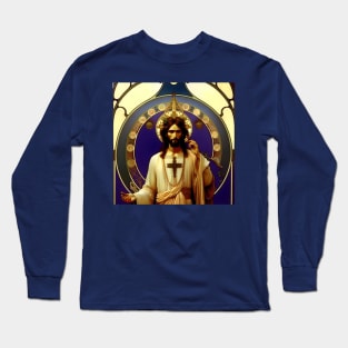 Jesus Christ - AI - Art Nouveau Long Sleeve T-Shirt